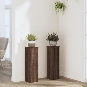 Pflanzenständer 2 Stück aus braunem Eichenholz 17x17x60 cm von , Topfständer - Ref: Foro24-852939, Preis: 46,68 €, Rabatt: %