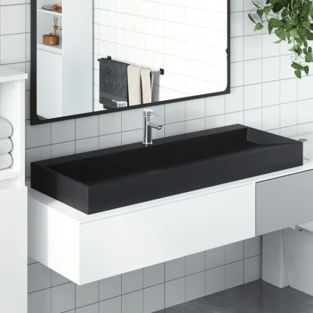 Mineralguss-Waschbecken/Schwarzer matter Marmor 120x46x11 cm von , Sinkt - Ref: Foro24-155983, Preis: 304,79 €, Rabatt: %