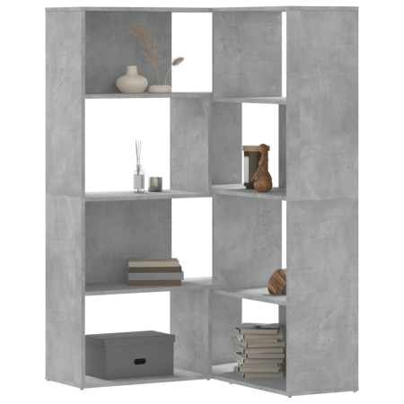Eckregal 4 Ebenen aus grauem Holz und Beton 85x85x140 cm von , Bücherregale und Regale - Ref: Foro24-3307813, Preis: 161,04 €...