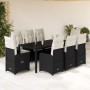 Set de mesa y sillas de jardín 9 pzas y cojines ratán PE negro de , Conjuntos de jardín - Ref: Foro24-3276994, Precio: 1,00 €