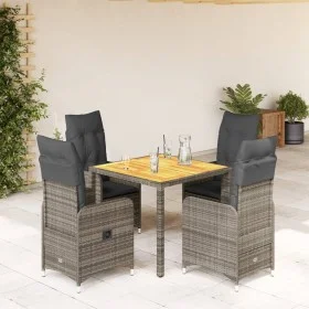 Gartentisch und Stühle 5-teilig mit grauen Kissen aus synthetischem Rattan. von , Gartensets - Ref: Foro24-3277020, Preis: 57...