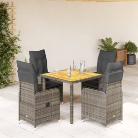 Mesita y sillas jardín 5 pzas y cojines ratán sintético gris by , Garden sets - Ref: Foro24-3277020, Price: 539,78 €, Discoun...
