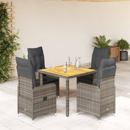 Gartentisch und Stühle 5-teilig mit grauen Kissen aus synthetischem Rattan. von , Gartensets - Ref: Foro24-3277020, Preis: 53...