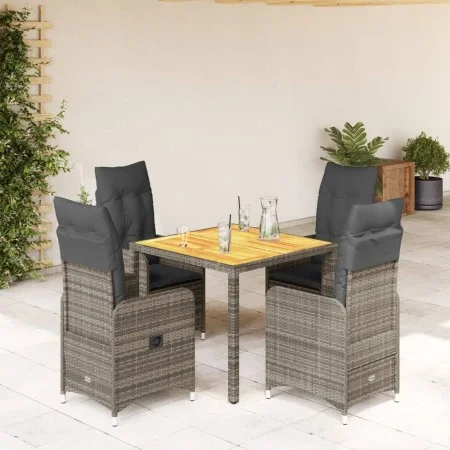 Mesita y sillas jardín 5 pzas y cojines ratán sintético gris de , Conjuntos de jardín - Ref: Foro24-3277020, Precio: 574,24 €...