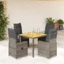Mesita y sillas jardín 5 pzas y cojines ratán sintético gris de , Conjuntos de jardín - Ref: Foro24-3277020, Precio: 574,24 €...