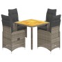 Gartentisch und Stühle 5-teilig mit grauen Kissen aus synthetischem Rattan. von , Gartensets - Ref: Foro24-3277020, Preis: 53...
