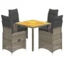 Mesita y sillas jardín 5 pzas y cojines ratán sintético gris de , Conjuntos de jardín - Ref: Foro24-3277020, Precio: 574,24 €...