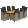 Gartentisch und Stühle 9-teilig und Kissen aus grauem Kunststoff-Rattan von , Gartensets - Ref: Foro24-3277029, Preis: 1,00 €...