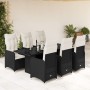 Set de mesa y sillas de jardín 7 pzas y cojines ratán PE negro de , Conjuntos de jardín - Ref: Foro24-3276996, Precio: 769,69 €