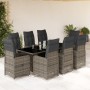 Mesita y sillas jardín 9 piezas y cojines ratán sintético gris de , Conjuntos de jardín - Ref: Foro24-3277041, Precio: 1,00 €