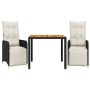 Mesita y sillas jardín 3 pzas y cojines ratán sintético negro by , Garden sets - Ref: Foro24-3277127, Price: 362,25 €, Discou...