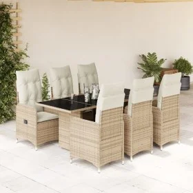Set de mesa y sillas de jardín 7 pzas y cojines ratán PE beige by , Garden sets - Ref: Foro24-3277104, Price: 975,37 €, Disco...
