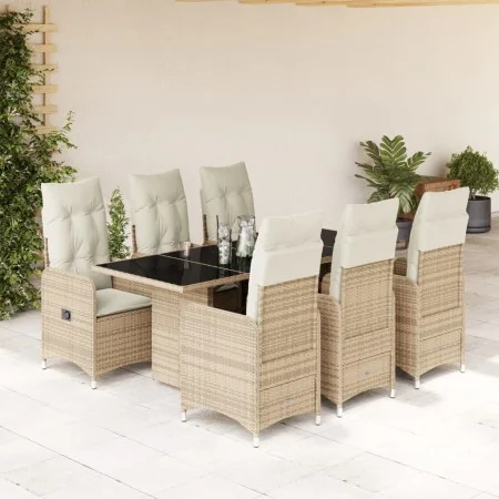 Set de mesa y sillas de jardín 7 pzas y cojines ratán PE beige von , Gartensets - Ref: Foro24-3277104, Preis: 974,17 €, Rabat...