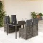 Mesita y sillas jardín 5 pzas y cojines ratán sintético gris von , Gartensets - Ref: Foro24-3277034, Preis: 636,28 €, Rabatt: %