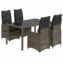 Mesita y sillas jardín 5 pzas y cojines ratán sintético gris de , Conjuntos de jardín - Ref: Foro24-3277034, Precio: 583,07 €