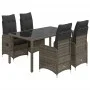 Mesita y sillas jardín 5 pzas y cojines ratán sintético gris von , Gartensets - Ref: Foro24-3277034, Preis: 636,28 €, Rabatt: %