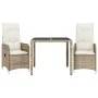Mesita y sillas jardín 3 pzas y cojines ratán sintético beige de , Conjuntos de jardín - Ref: Foro24-3277095, Precio: 361,41 ...