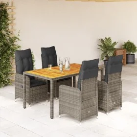 Mesita y sillas jardín 5 pzas y cojines ratán sintético gris by , Garden sets - Ref: Foro24-3277022, Price: 643,62 €, Discoun...