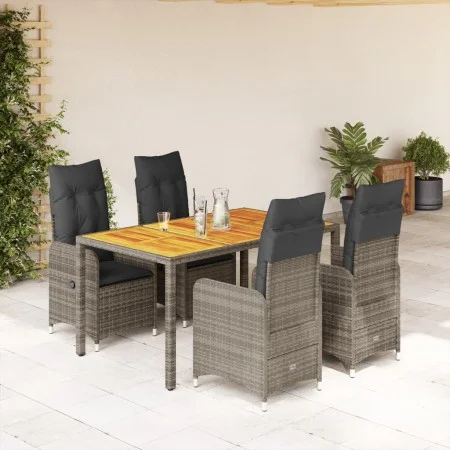 Mesita y sillas jardín 5 pzas y cojines ratán sintético gris von , Gartensets - Ref: Foro24-3277022, Preis: 643,60 €, Rabatt: %