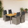 Mesita y sillas jardín 5 pzas y cojines ratán sintético gris de , Conjuntos de jardín - Ref: Foro24-3277022, Precio: 603,17 €