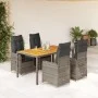 Mesita y sillas jardín 5 pzas y cojines ratán sintético gris von , Gartensets - Ref: Foro24-3277022, Preis: 643,60 €, Rabatt: %