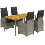 Mesita y sillas jardín 5 pzas y cojines ratán sintético gris von , Gartensets - Ref: Foro24-3277022, Preis: 643,60 €, Rabatt: %