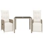 Mesita y sillas jardín 3 pzas y cojines ratán sintético marrón by , Garden sets - Ref: Foro24-3277209, Price: 387,47 €, Disco...