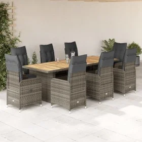 Mesita y sillas jardín 9 piezas y cojines ratán sintético gris by , Garden sets - Ref: Foro24-3277277, Price: 1,00 €, Discoun...