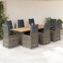 Gartentisch und Stühle 9-teilig und Kissen aus grauem Kunststoff-Rattan von , Gartensets - Ref: Foro24-3277277, Preis: 1,00 €...