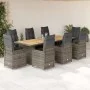 Mesita y sillas jardín 9 piezas y cojines ratán sintético gris by , Garden sets - Ref: Foro24-3277277, Price: 1,00 €, Discoun...