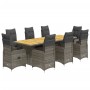 Gartentisch und Stühle 9-teilig und Kissen aus grauem Kunststoff-Rattan von , Gartensets - Ref: Foro24-3277277, Preis: 1,00 €...