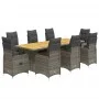 Mesita y sillas jardín 9 piezas y cojines ratán sintético gris by , Garden sets - Ref: Foro24-3277277, Price: 1,00 €, Discoun...