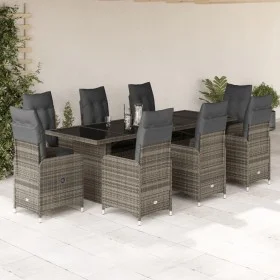 Gartentisch und Stühle 9-teilig und Kissen aus grauem Kunststoff-Rattan von , Gartensets - Ref: Foro24-3277280, Preis: 1,00 €...
