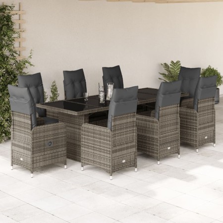 Mesita y sillas jardín 9 piezas y cojines ratán sintético gris by , Garden sets - Ref: Foro24-3277280, Price: 1,00 €, Discoun...
