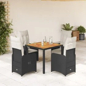 Gartentisch und Stühle 5-teilig mit schwarzen Kissen aus synthetischem Rattan. von , Gartensets - Ref: Foro24-3276977, Preis:...