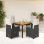 Mesita y sillas jardín 5 pzas y cojines ratán sintético negro de , Conjuntos de jardín - Ref: Foro24-3276977, Precio: 629,95 ...