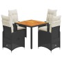 Gartentisch und Stühle 5-teilig mit schwarzen Kissen aus synthetischem Rattan. von , Gartensets - Ref: Foro24-3276977, Preis:...