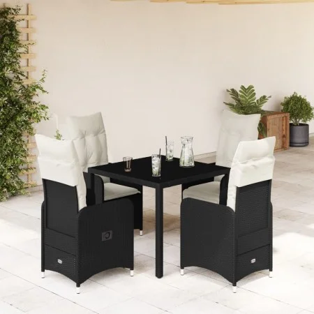 Mesita y sillas jardín 5 pzas y cojines ratán sintético negro by , Garden sets - Ref: Foro24-3276989, Price: 615,16 €, Discou...