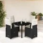 Mesita y sillas jardín 5 pzas y cojines ratán sintético negro by , Garden sets - Ref: Foro24-3276989, Price: 615,16 €, Discou...