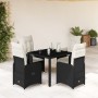 Mesita y sillas jardín 5 pzas y cojines ratán sintético negro by , Garden sets - Ref: Foro24-3276989, Price: 551,74 €, Discou...