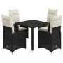 Mesita y sillas jardín 5 pzas y cojines ratán sintético negro by , Garden sets - Ref: Foro24-3276989, Price: 615,16 €, Discou...