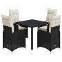 Mesita y sillas jardín 5 pzas y cojines ratán sintético negro by , Garden sets - Ref: Foro24-3276989, Price: 551,74 €, Discou...