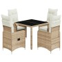Mesita y sillas jardín 5 pzas y cojines ratán sintético beige by , Garden sets - Ref: Foro24-3277097, Price: 657,48 €, Discou...