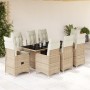 Set de mesa y sillas de jardín 5 pzas y cojines ratán PE beige de , Conjuntos de jardín - Ref: Foro24-3277106, Precio: 1,00 €