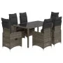 Mesita y sillas jardín 5 pzas y cojines ratán sintético gris by , Garden sets - Ref: Foro24-3277036, Price: 670,88 €, Discoun...