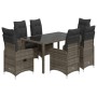 Mesita y sillas jardín 5 pzas y cojines ratán sintético gris by , Garden sets - Ref: Foro24-3277036, Price: 640,91 €, Discoun...
