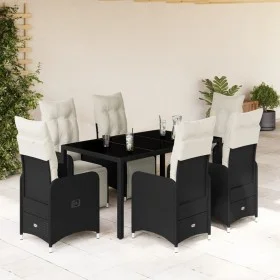 Gartentisch- und Stuhlset, 7-teilig, mit schwarzen PE-Rattan-Kissen. von , Gartensets - Ref: Foro24-3277138, Preis: 925,47 €,...
