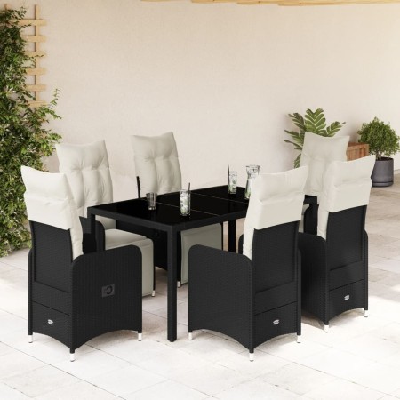 Set de mesa y sillas de jardín 7 pzas y cojines ratán PE negro by , Garden sets - Ref: Foro24-3277138, Price: 865,25 €, Disco...