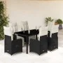 Gartentisch- und Stuhlset, 7-teilig, mit schwarzen PE-Rattan-Kissen. von , Gartensets - Ref: Foro24-3277138, Preis: 925,47 €,...