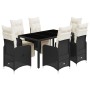 Set de mesa y sillas de jardín 7 pzas y cojines ratán PE negro by , Garden sets - Ref: Foro24-3277138, Price: 865,25 €, Disco...